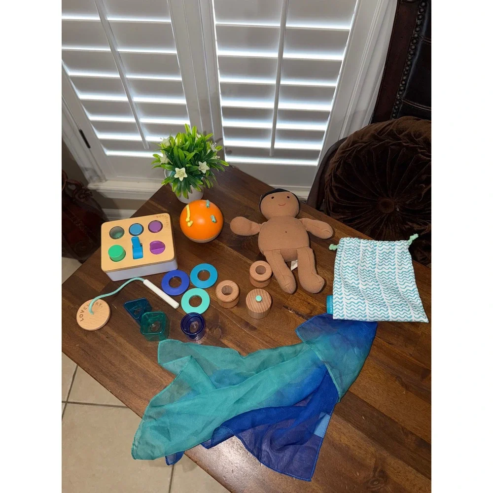 Lovevery Montessori Toy Bundle Hide and Seek Board Baby Doll Sensory Scarf Lot